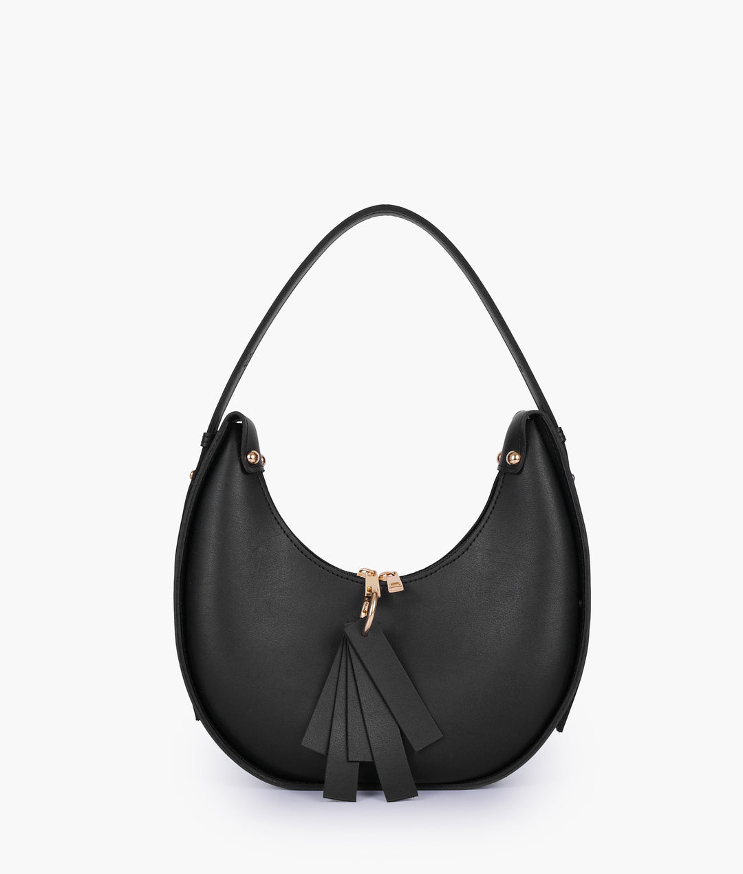 Black crescent hobo bag