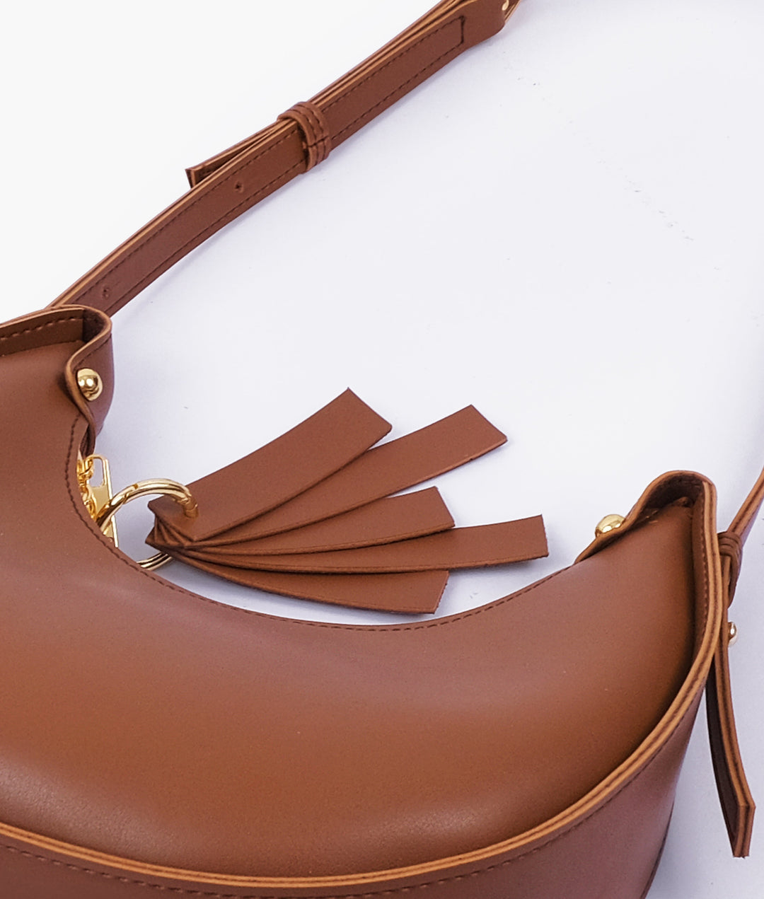 Brown crescent hobo bag