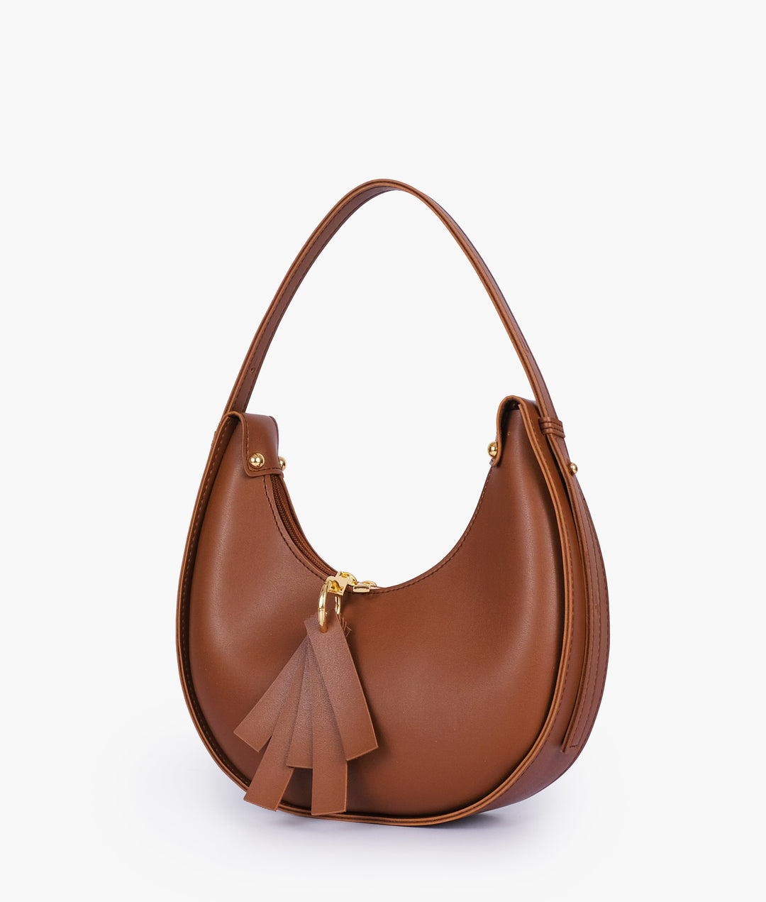 Brown crescent hobo bag