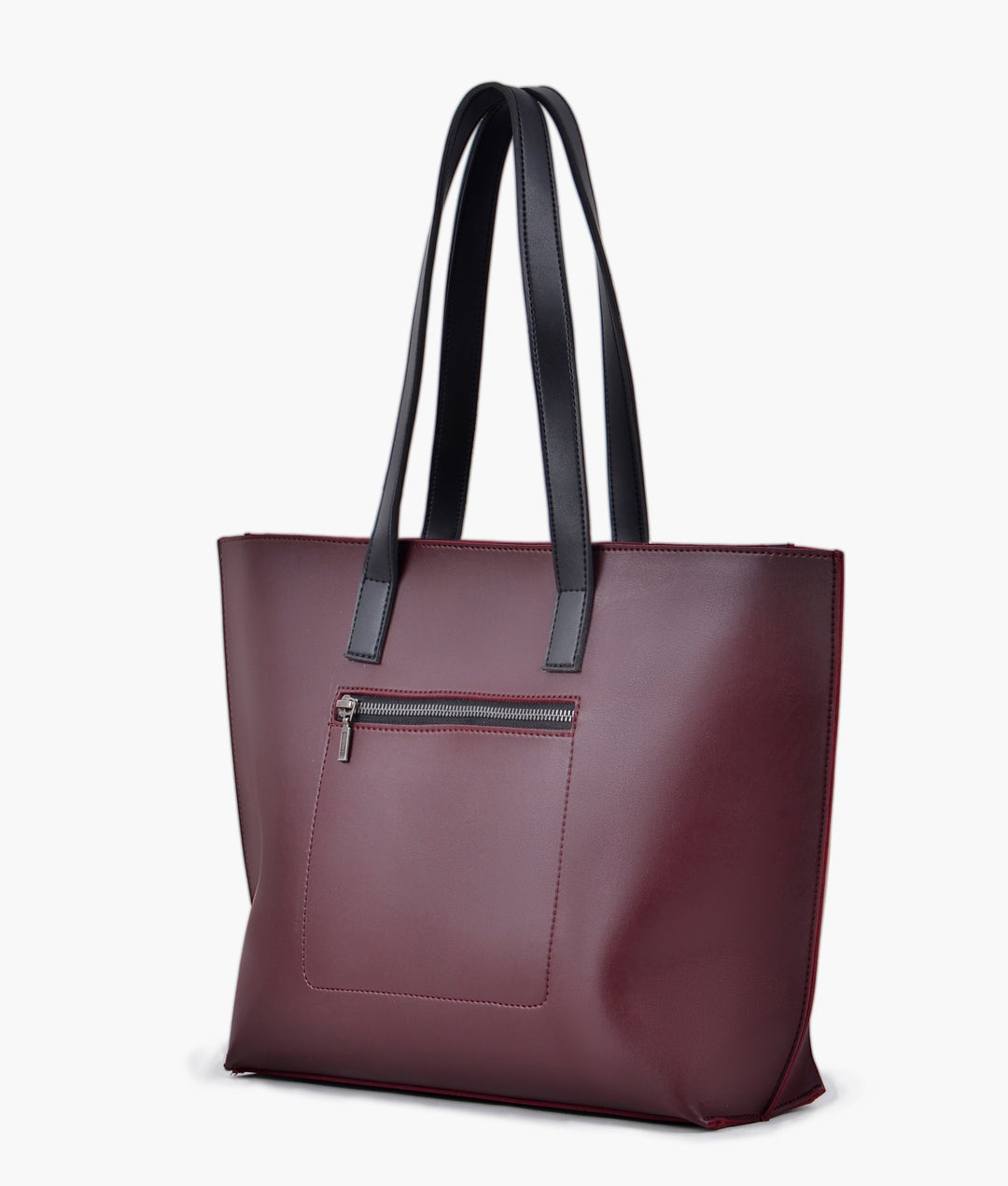 Burgundy long handle tote bag