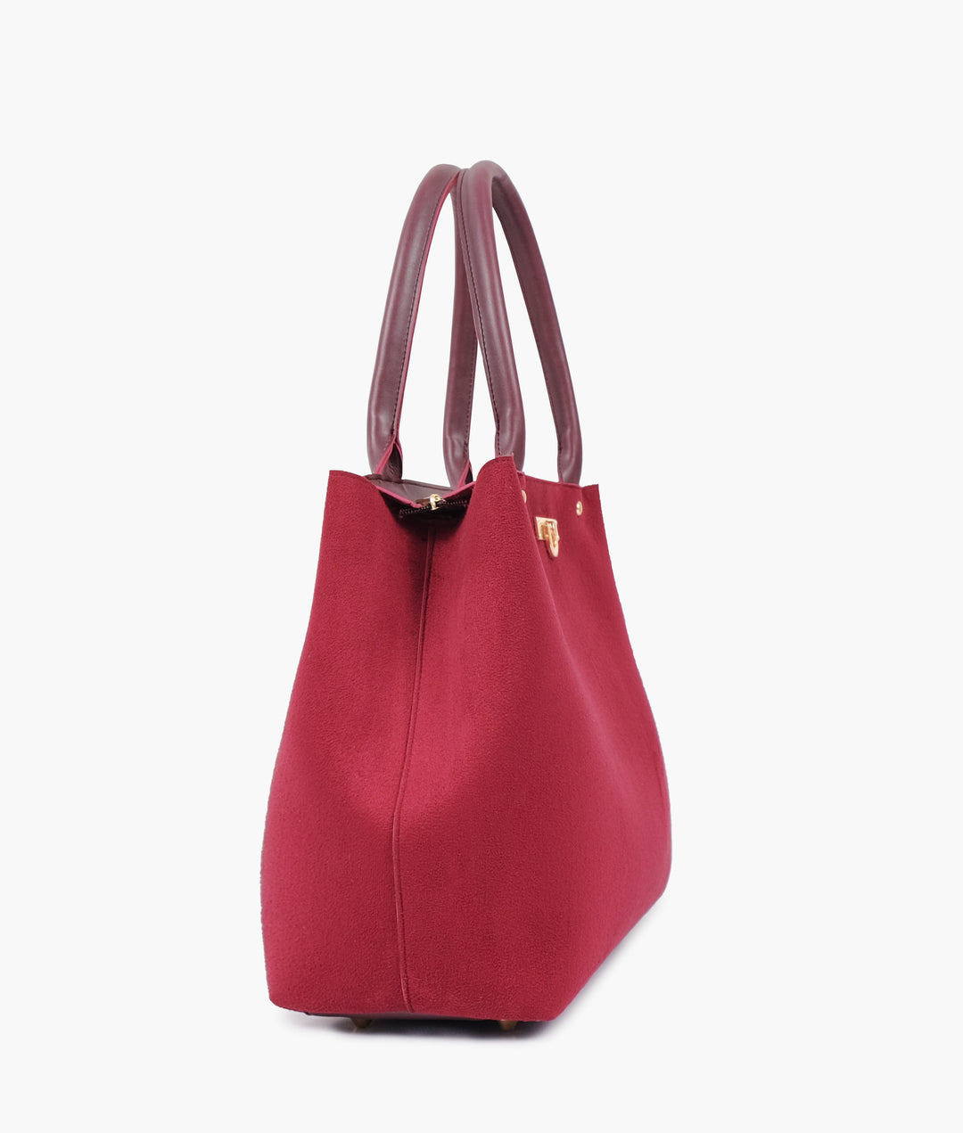 Burgundy suede zipper tote bag