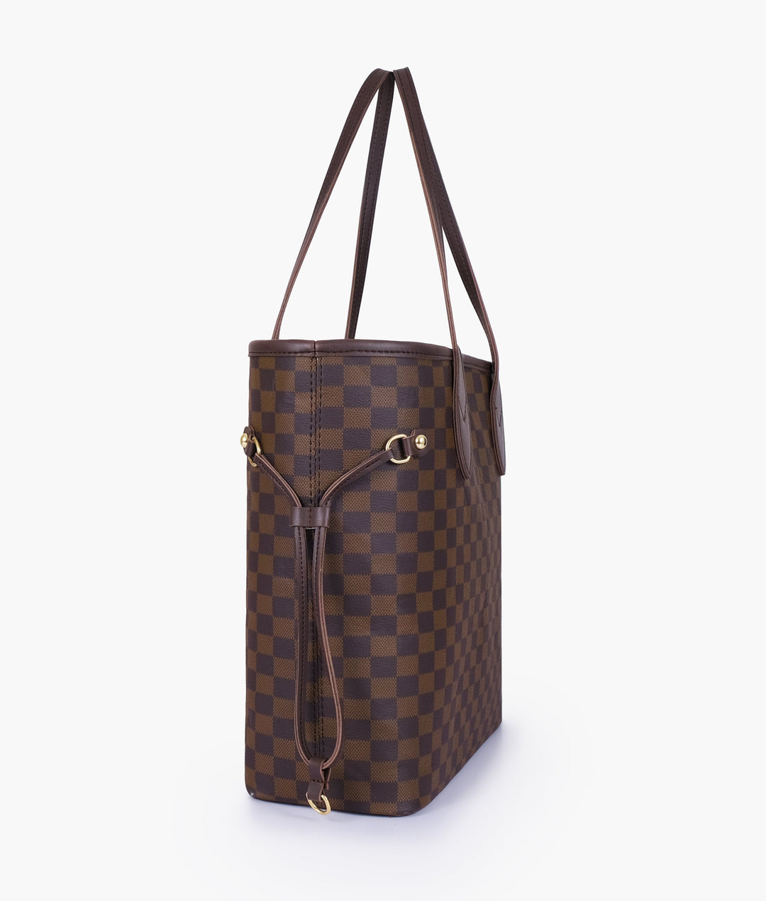 Dark brown checkered neverfull tote bag