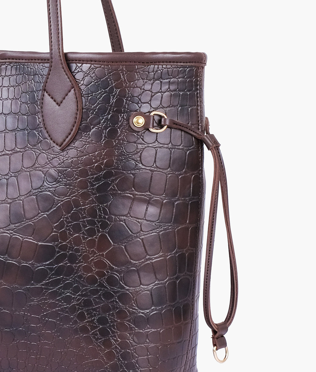 Dark brown crocodile neverfull tote bag