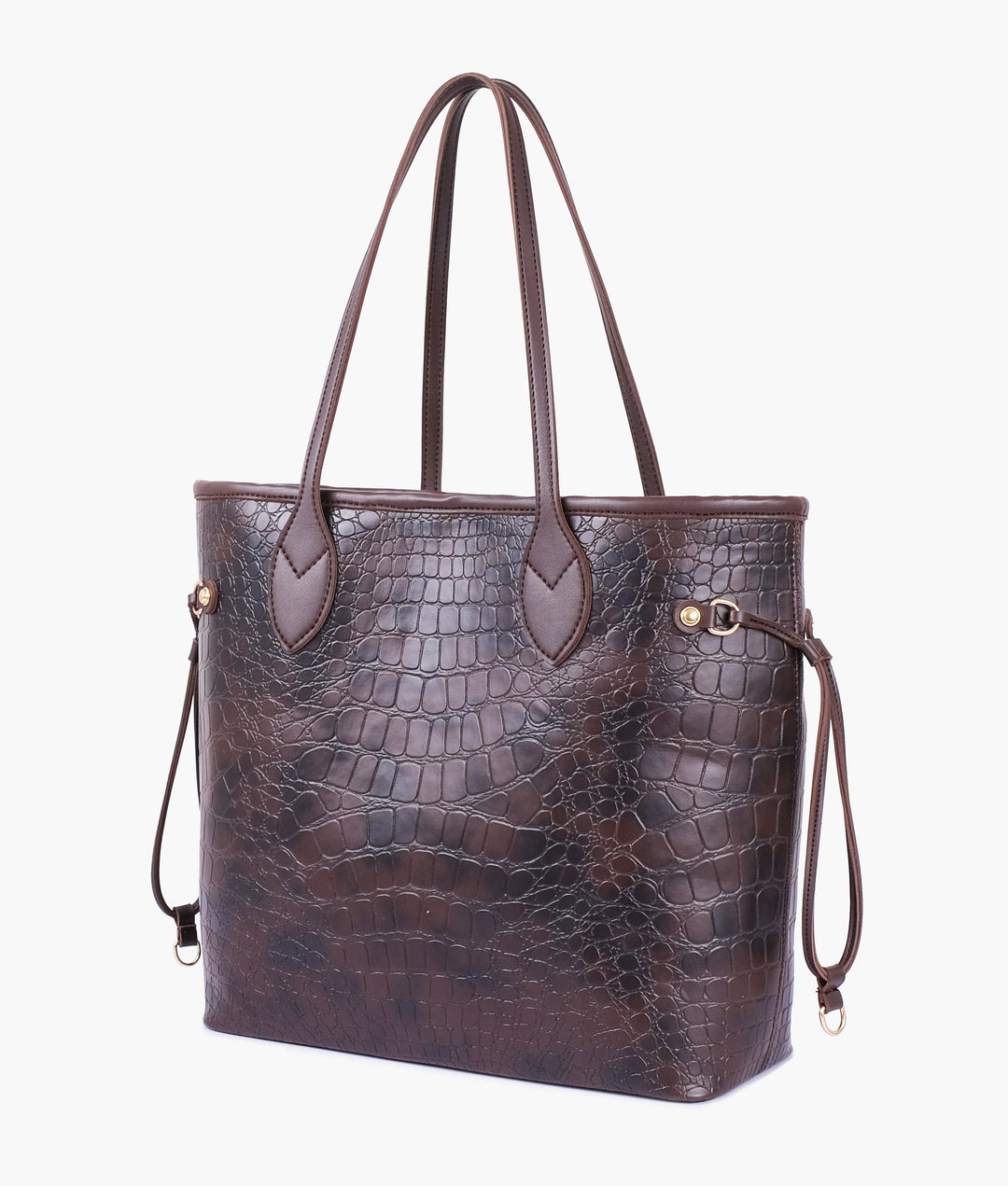 Dark brown crocodile neverfull tote bag