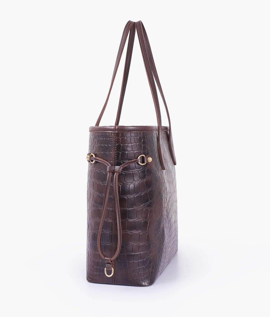 Dark brown crocodile neverfull tote bag