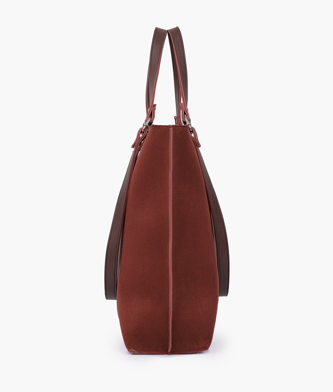 Dark brown suede double-handle tote bag