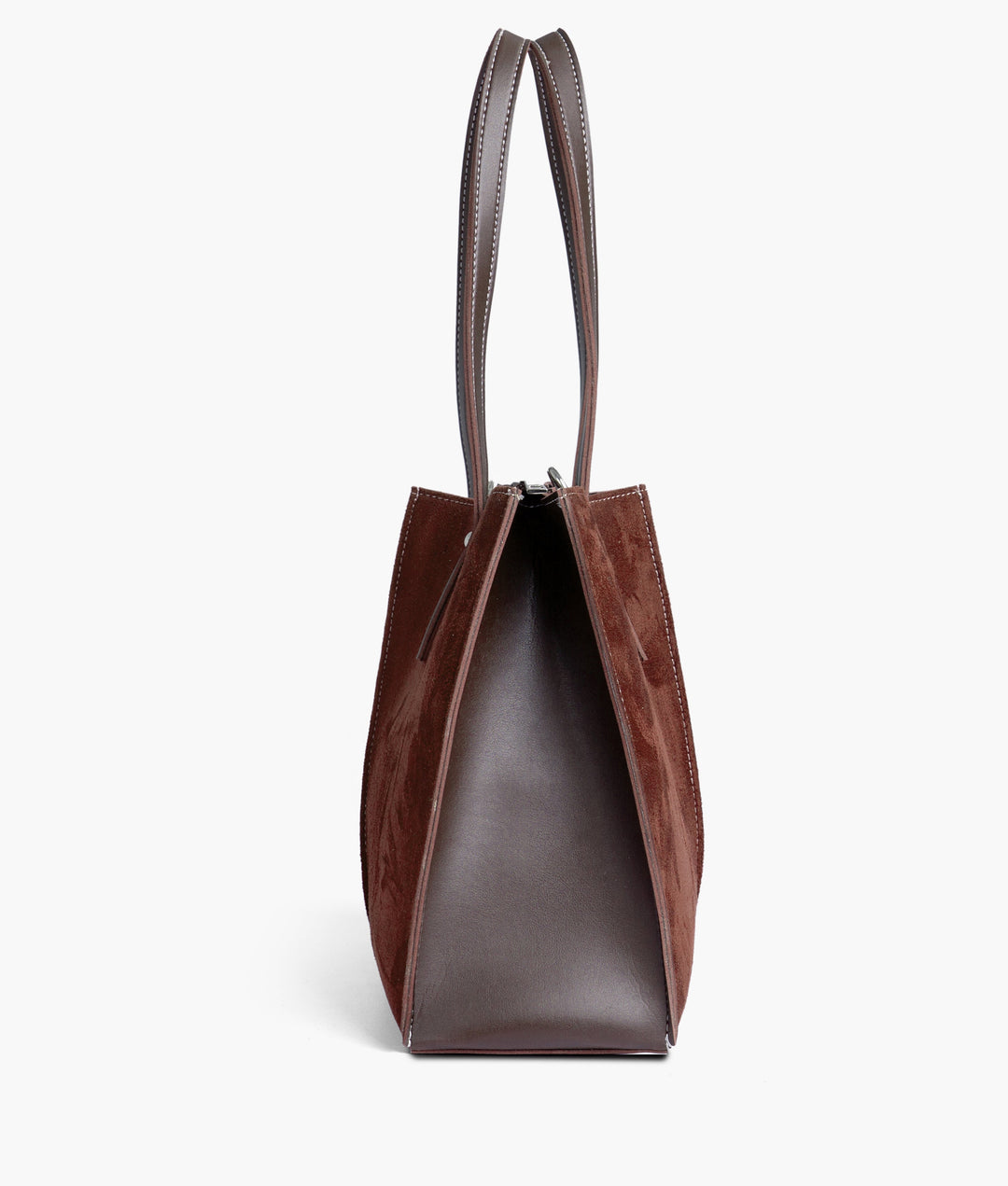 Dark brown suede work tote bag