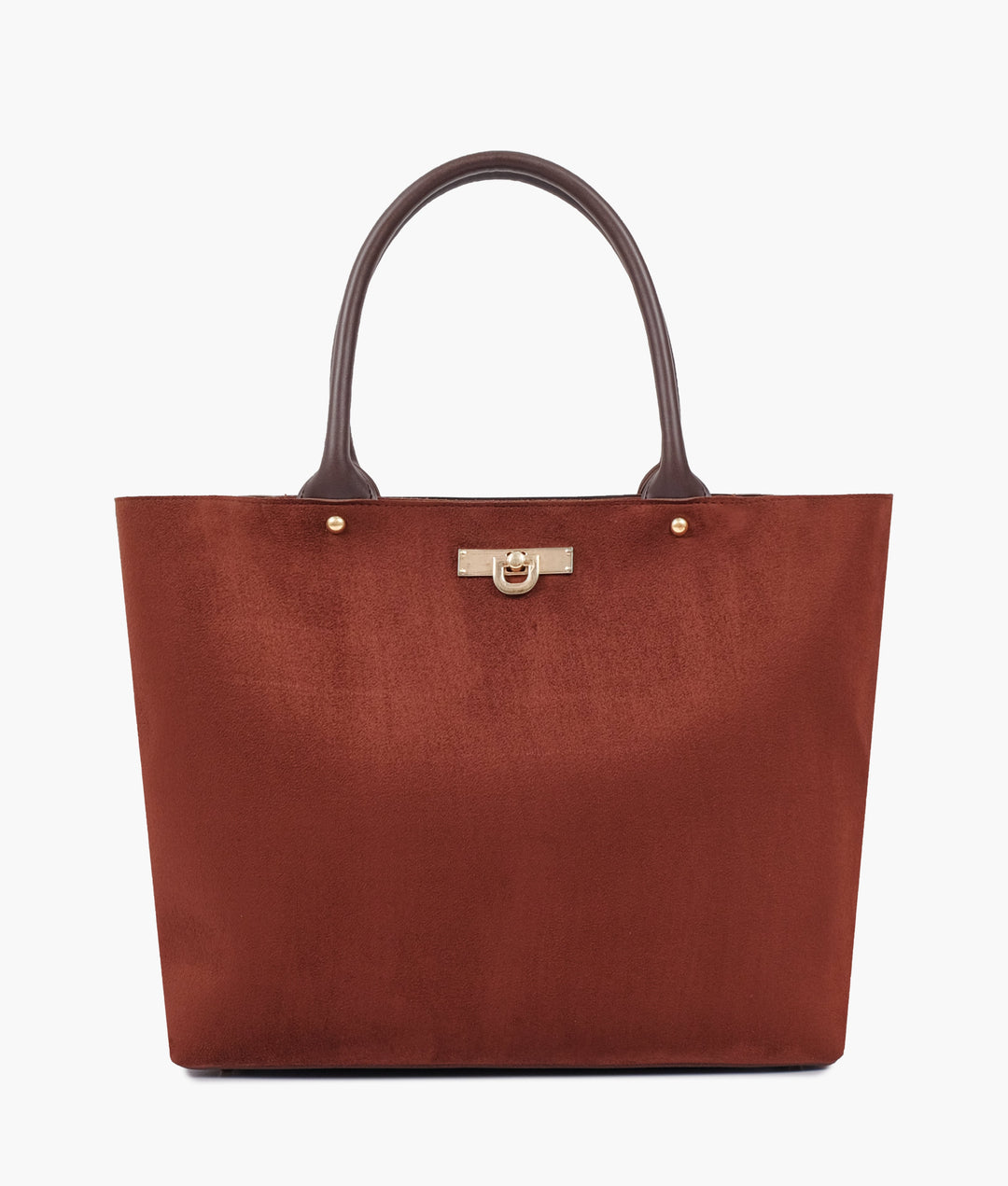 Dark brown suede zipper tote bag