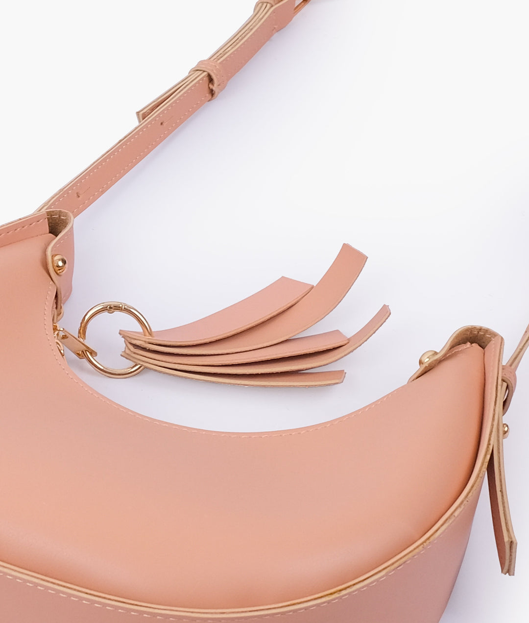 Peach crescent hobo bag