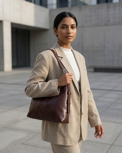 Brown Curve Shoulder Bag