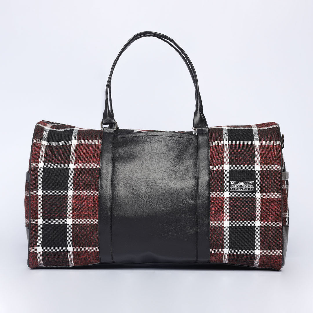 Red Tartan Check Duffle Bag